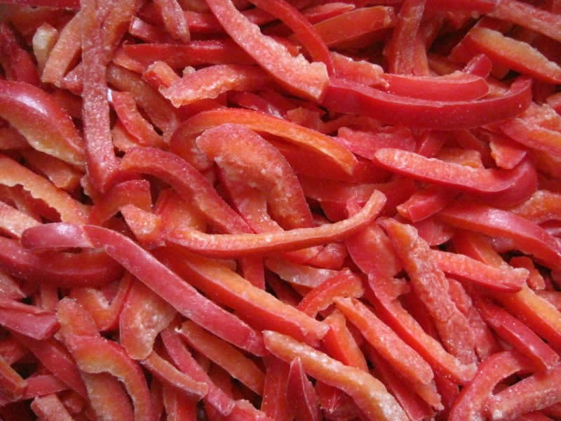 red pepper strips and dices whole